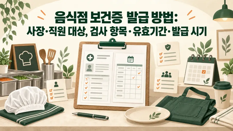 음식점 보건증 발급 방법: 사장·직원 대상, 검사 항목·유효기간·발급 시기