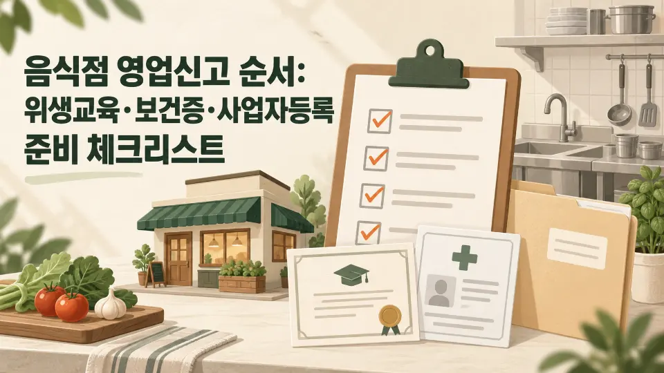 음식점 영업신고 순서: 위생교육·보건증·사업자등록 준비 체크리스트