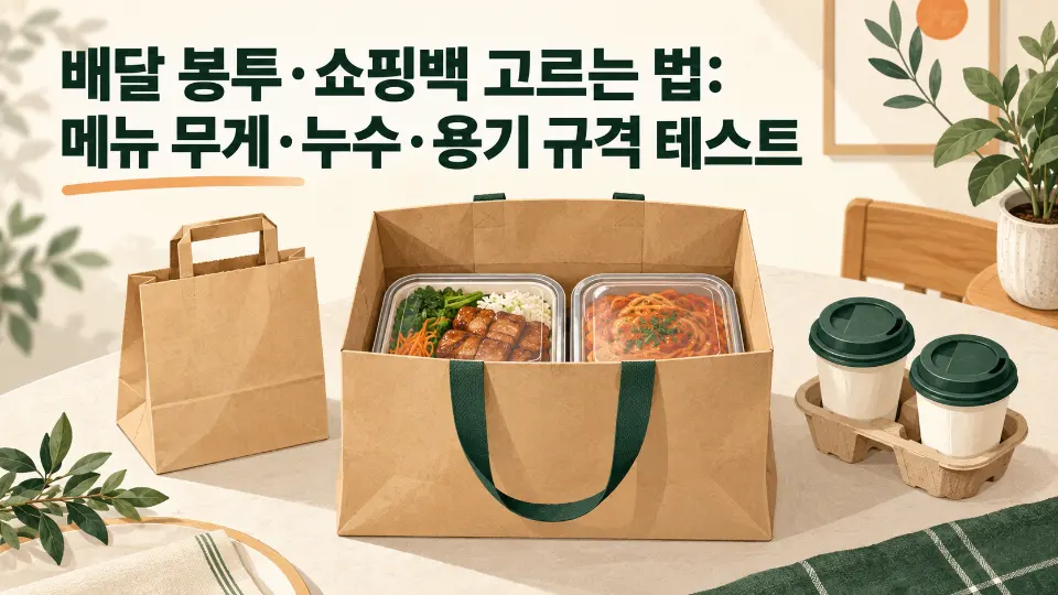 배달 봉투·쇼핑백 고르는 법: 메뉴 무게·누수·용기 규격 테스트