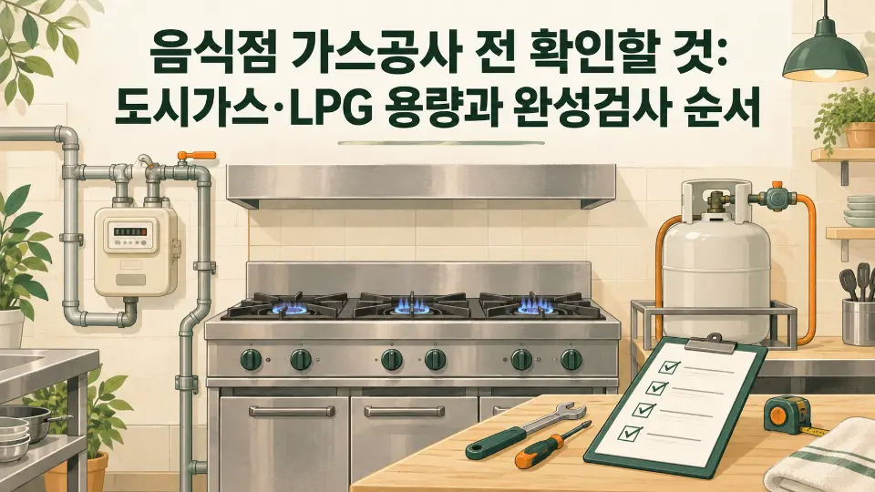 음식점 가스공사 전 확인할 것: 도시가스·LPG 용량과 완성검사 순서