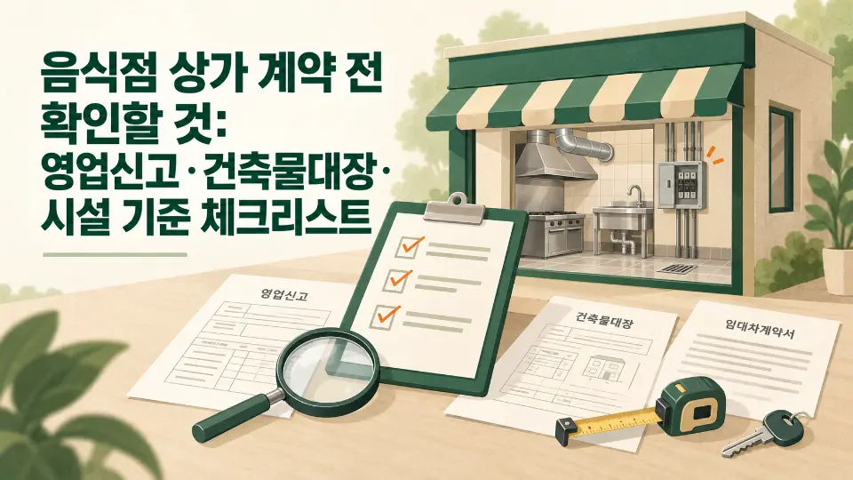음식점 상가 계약 전 확인할 것: 영업신고·건축물대장·시설 기준 체크리스트
