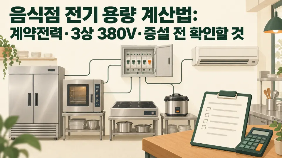 음식점 전기 용량 계산법: 계약전력·3상 380V·증설 전 확인할 것