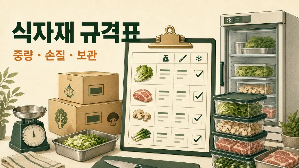 음식점 식자재 규격표 작성법: 발주 전 중량·손질·보관 기준 정리